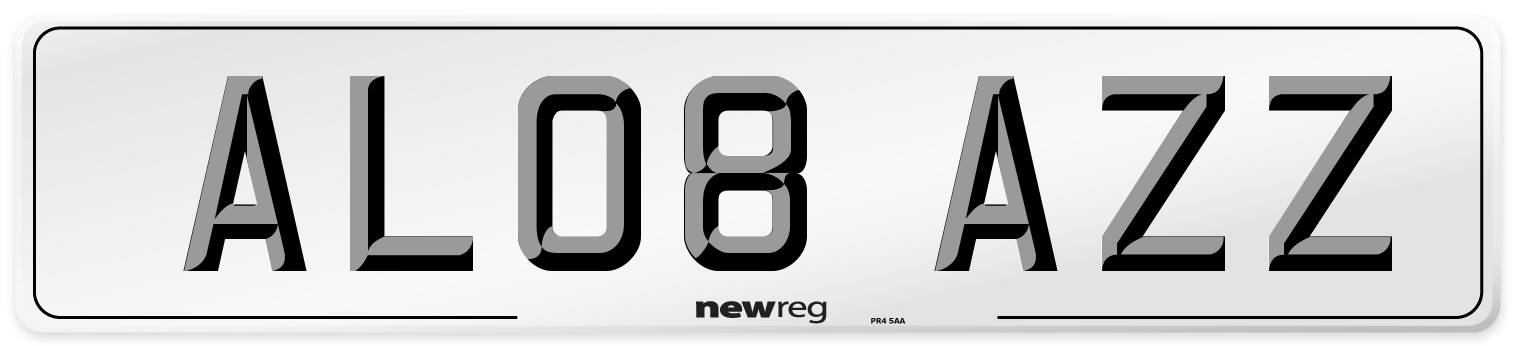 AL08 AZZ Number Plate from New Reg